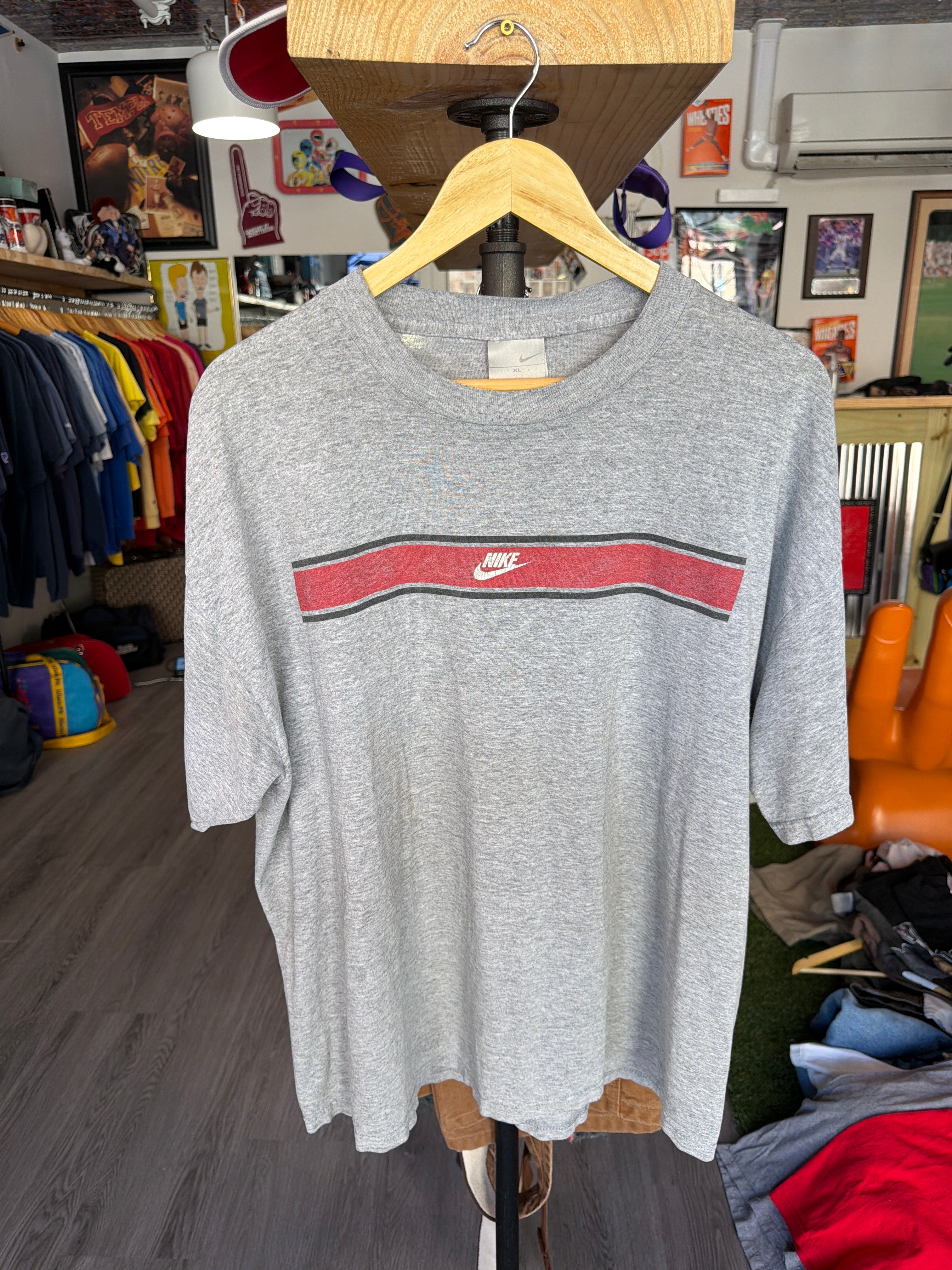 Nike Grey Tag “Red Stripe” Tee